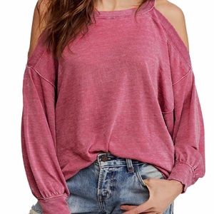 Free People Chill Out Cold Shoulder Pullover Top M